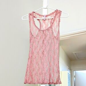 🆕 Pink Lace Tank Top XS